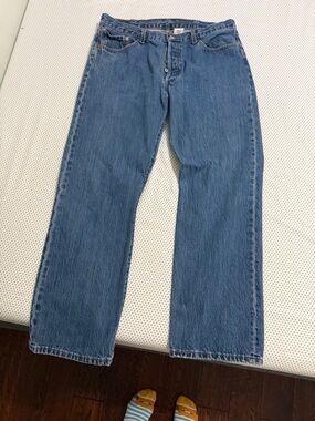 Levi's Men's Light Blue Straight-Leg Jeans, 501 38x32